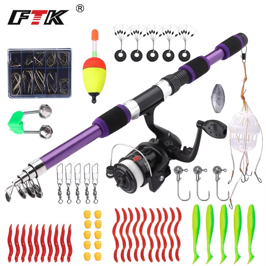 Fishing Rod Carbon Fiber - Ftk 1.8m portátil fiação vara de