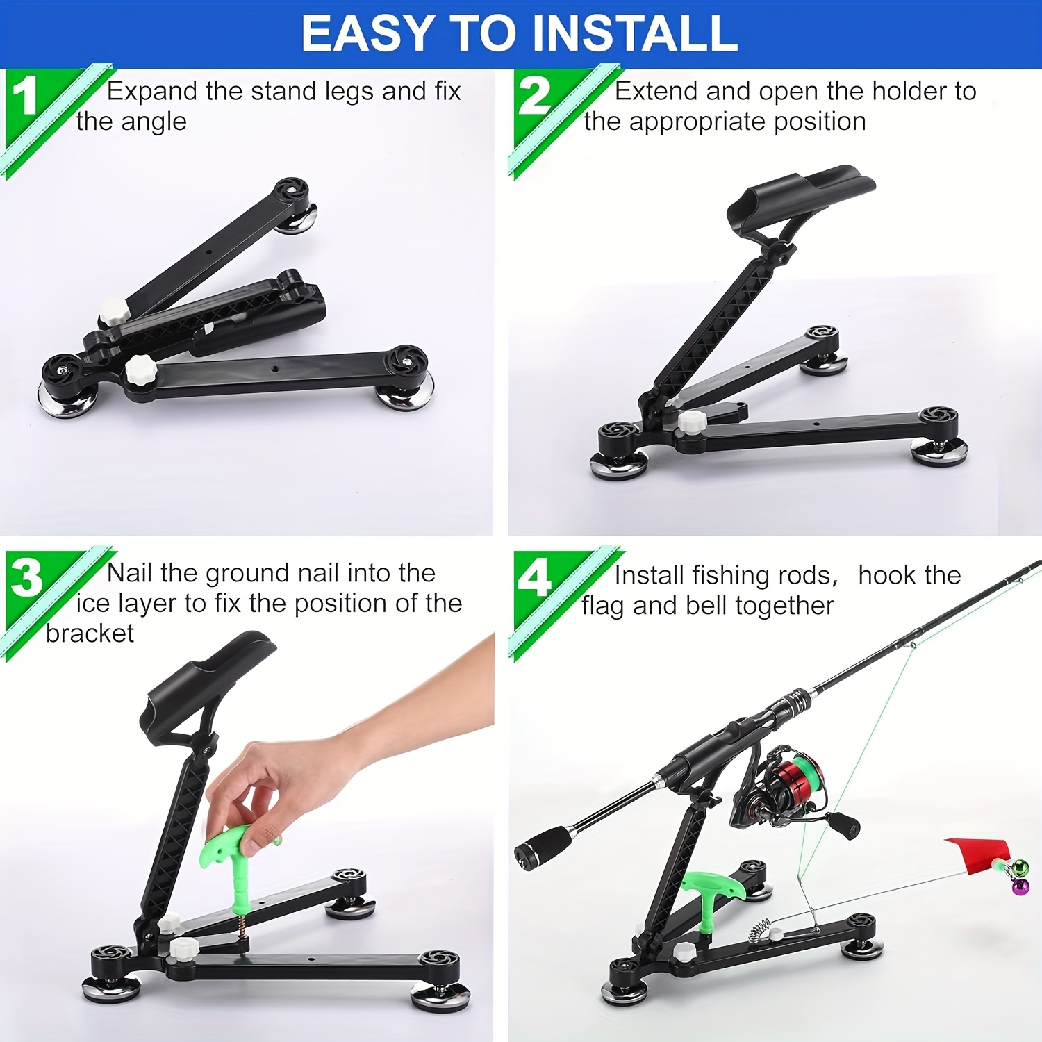 Suporte dobrável para vara de  - Fishing Rod Ice avaliação e preço