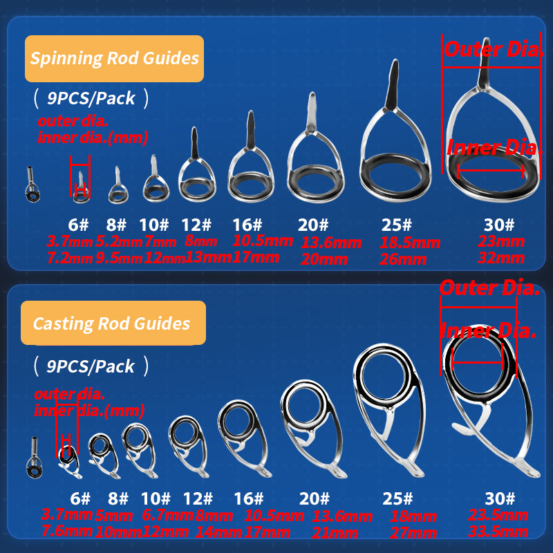9 pçs guia de vara de pesca an - Fishing Rod Spinning avaliação e preço